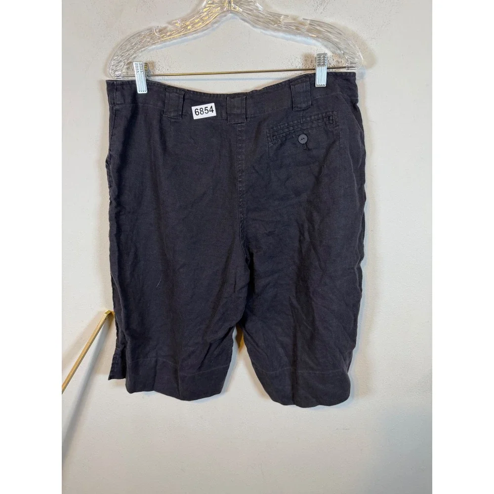 J. Jill Womens Shorts 100% Linen Solid Black Size 12